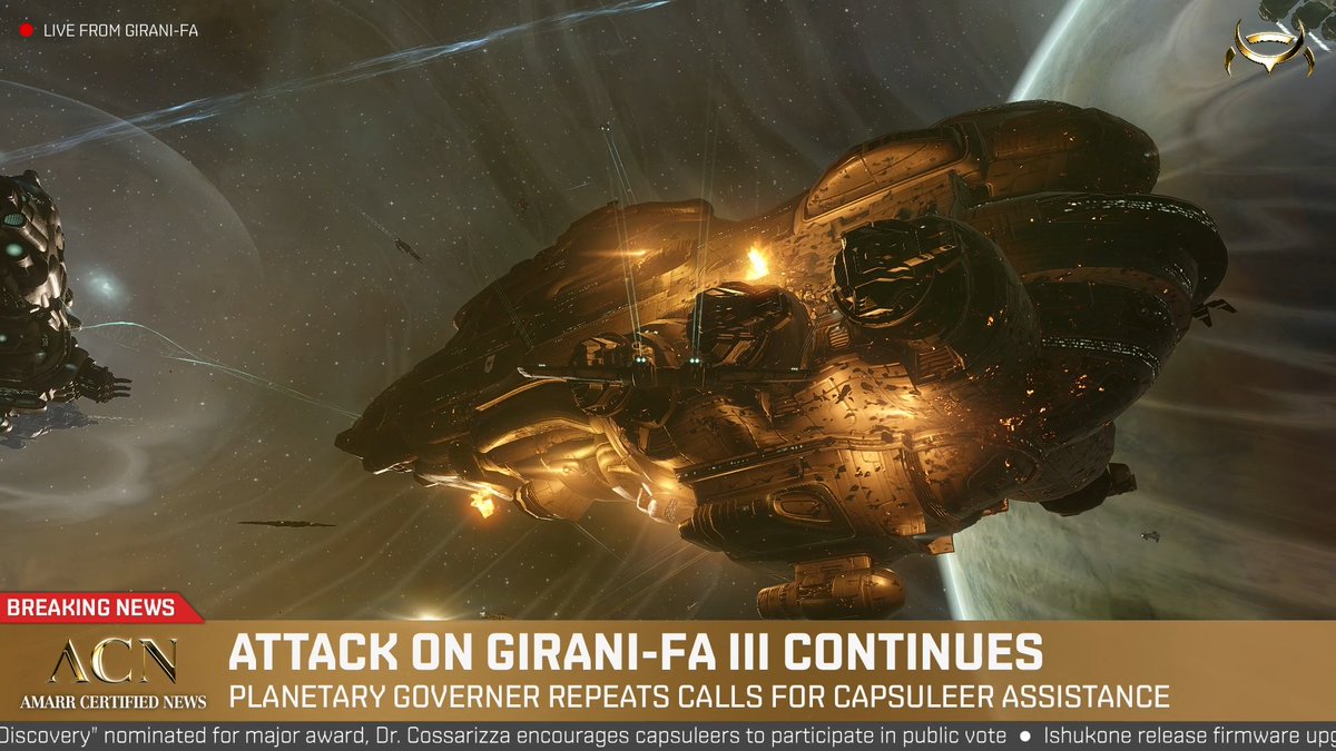 Thanks to the intervention of capsuleers the force attacking Girani-Fa III was wiped out, but not until after much devastation on the surface. Authorities across the Amarr Empire are invoking security lockdowns in wake of the recent attacks.