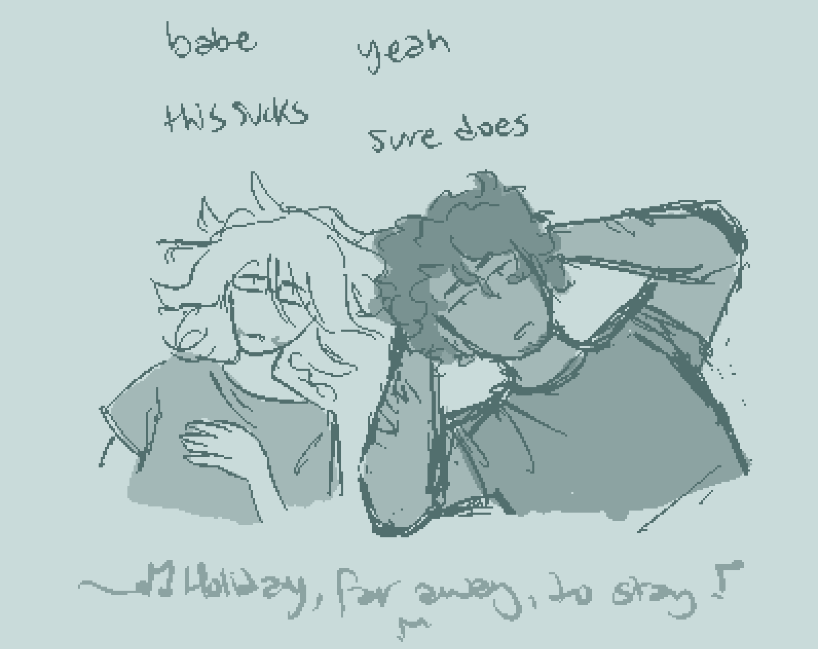 "talloran and draven listening to weezer's blue album on vinyl together"