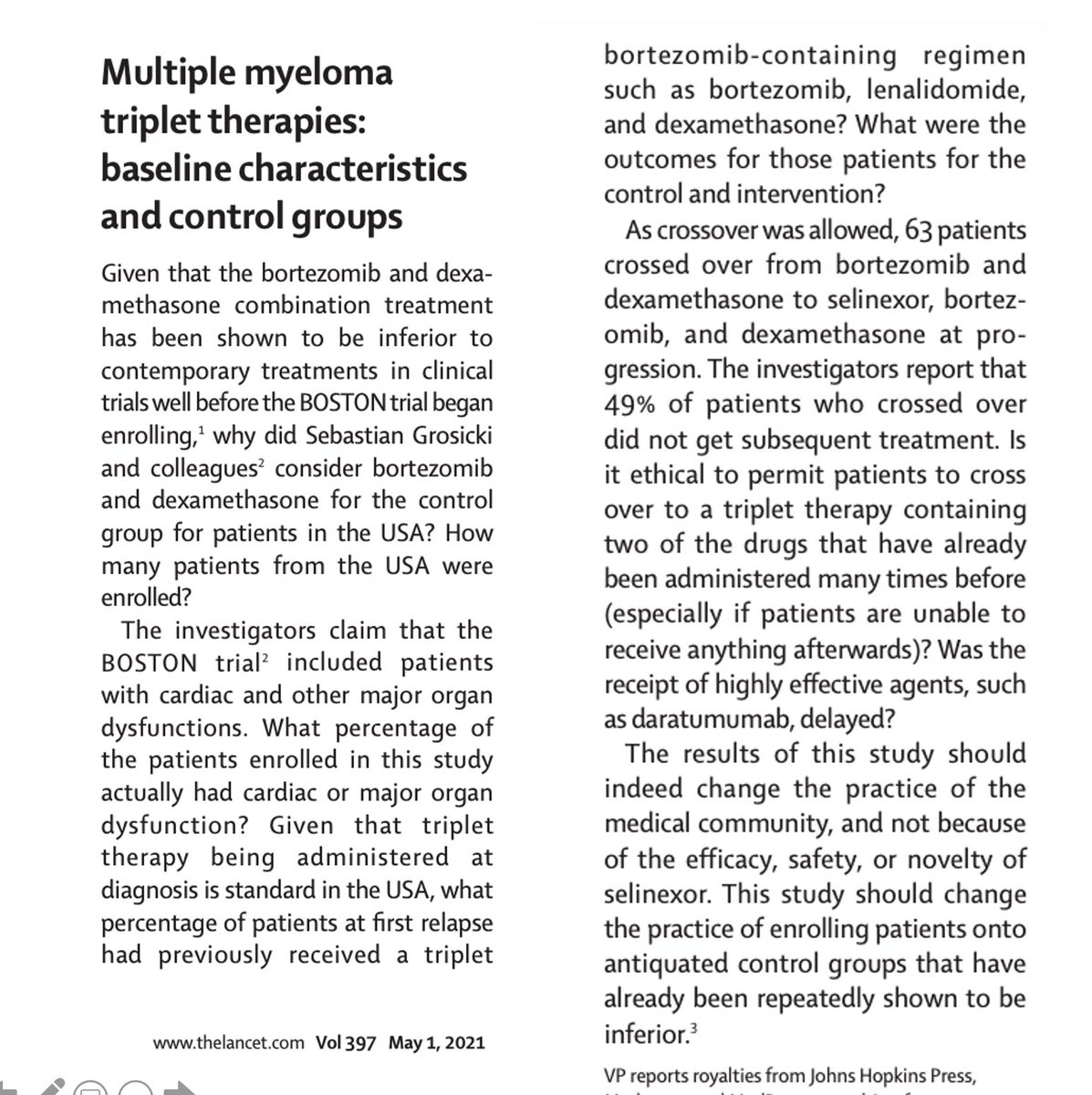 JUST OUT in the  @TheLancet led by  @ManniMD1, we ask tough questions to the BOSTON trial investigatorsHow do the authors justify a grossly unethical control arm?.... beneath the standard of care when they ran the trial? https://tinyurl.com/uhun92z7 You won't believe the reply...