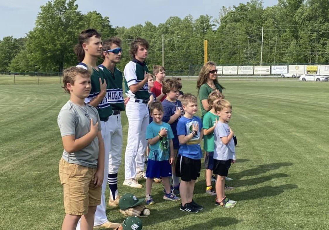 HPCA_Baseball's tweet photo. Cougars get the win over Dudley 11-0. Freshman @Sambeck2024 throws 4 innings with 6k’s. Sam Sapp 2-3 with 4 RBI @MitchAdams_15 2-3 with 2 RBI. Thanks for all the Preschool &amp; Elementary kids that came out today! Fun Day! @IMPACTBASEBALL_ @PrepBaseballNC @HPEmichael @packman6Mike https://t.co/BoELvoj5JR