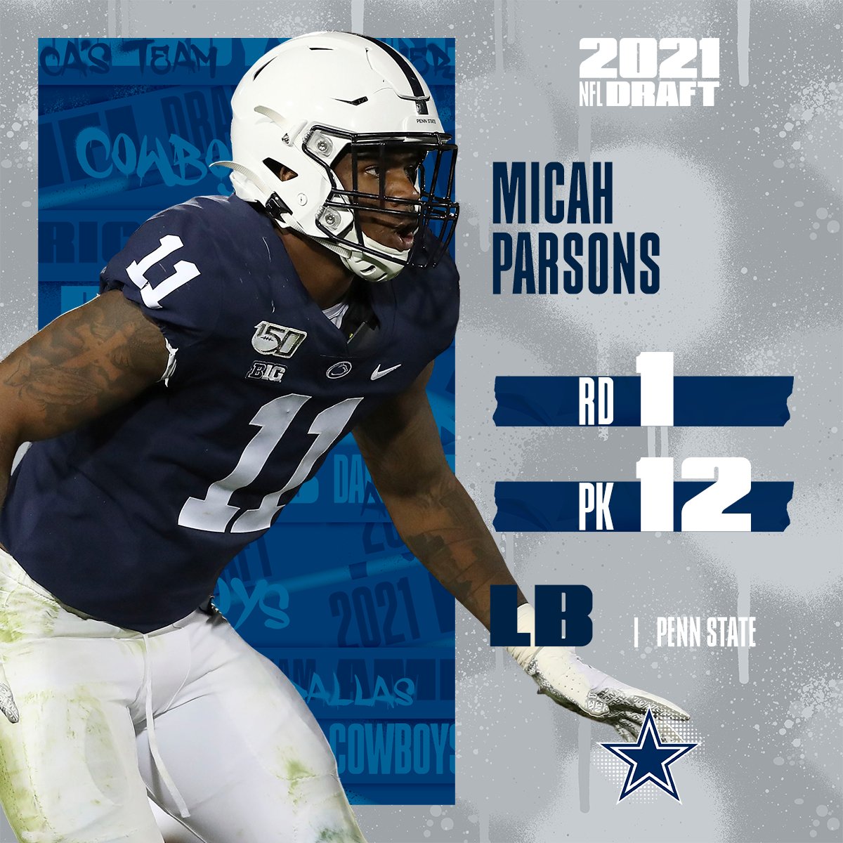 Dallas Cowboys take Micah Parsons with No. 12 pick in NFL draft after trade  with rival Philadelphia Eagles - ESPN