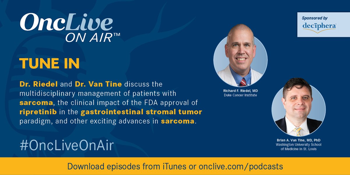 OncLive.com (@onclive) on Twitter photo JUST RELEASED: In this episode of #OncLiveOnAir <a href="/richardriedelmd/">Richard Riedel</a> <a href="/DukeCancer/">Duke Cancer</a> & <a href="/bvantine1/">Brian Van Tine</a> <a href="/SitemanCenter/">Siteman Cancer Center</a> discuss the multidisciplinary management of patients w/ sarcoma, the clinical impact of the <a href="/US_FDA/">U.S. FDA</a> approval of ripretinib in the GIST paradigm. #scmsm ow.ly/UP3k50EBdie JUST RELEASED: In this episode of #OncLiveOnAir <a href="/richardriedelmd/">Richard Riedel</a> <a href="/DukeCancer/">Duke Cancer</a> & <a href="/bvantine1/">Brian Van Tine</a> <a href="/SitemanCenter/">Siteman Cancer Center</a> discuss the multidisciplinary management of patients w/ sarcoma, the clinical impact of the <a href="/US_FDA/">U.S. FDA</a> approval of ripretinib in the GIST paradigm. #scmsm ow.ly/UP3k50EBdie
