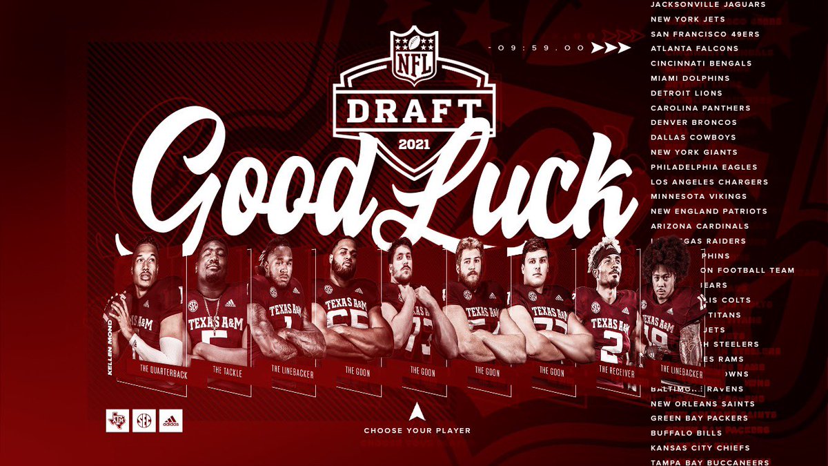 Best of luck to all our guys this weekend  #NFLDraft2021 #NFLAggies