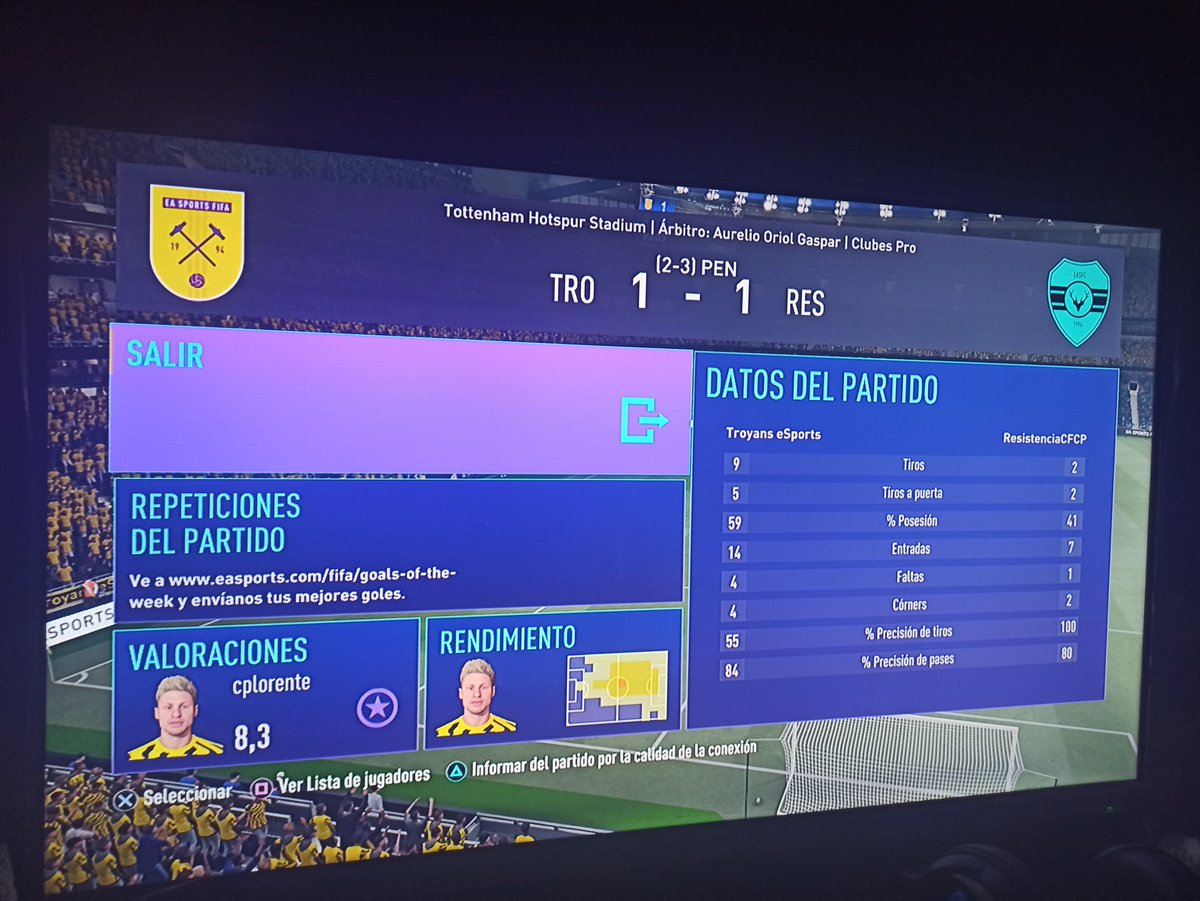 🖤💛No pudo ser! Perdimos en la tanda de penaltis tras un gran partidazo de los nuestros!  Solo felicitar a los jugadores por el partidazo que se han marcado y a <a href="/ResistenciaCFCP/">Resistencia CF eSports</a> por su victoria y el título! Volveremos más fuertes!! 💛🖤