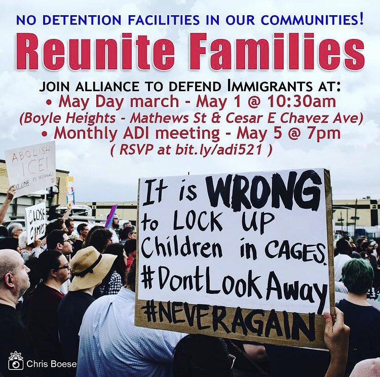 DefendMigrants's tweet photo. Show up! May 1st, 10:30 a.m. This May Day, let’s fight to #reunitefamilies held in the Biden administration’s detention centers. https://t.co/XK1DFZnCg3