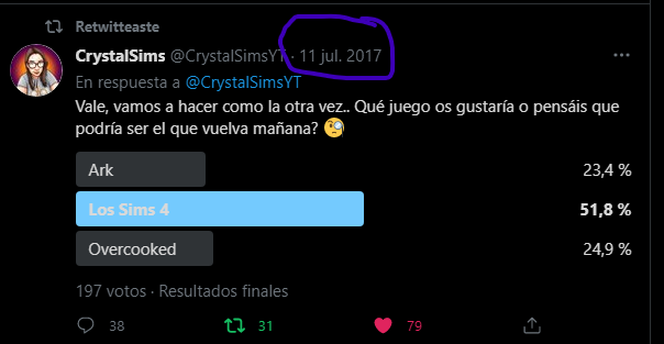 BatssimsY's tweet photo. @CrystalSimsYT Lo que me a costado pero lo encontré, acabo de encontrar la primera interacción que hice en tu Twitter por primera vez, DEMASIADO tiempo disfrutando de tus videos y de la gran persona que eres, de verdad muchas gracias por tantos años de diversión^^ https://t.co/is0oFkhS74