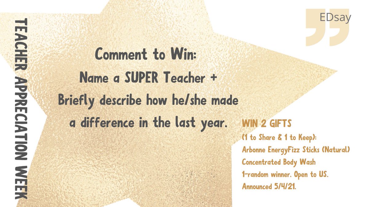Win a gift for you and a TEACHER who shines like a STAR.  #EDsay #Contest #Win #FirmlyPlantedWellness #TeacherAppreciation
