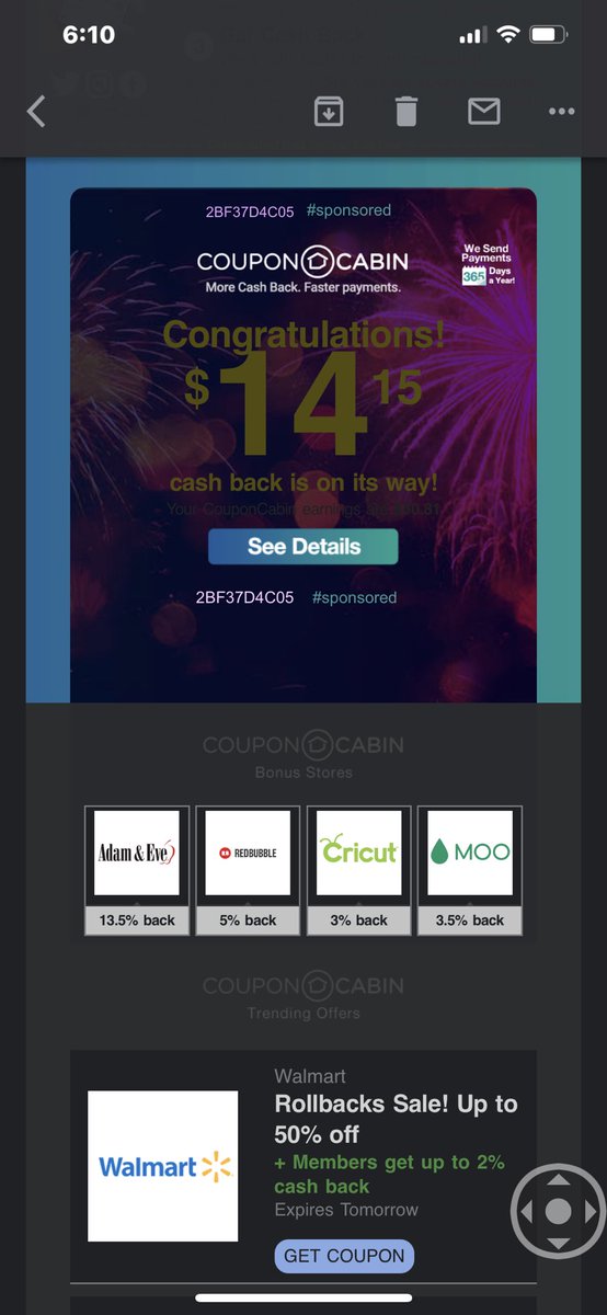 deafblindartgrl's tweet photo. @CouponCabin Here ya go! Don’t mind the circle at the bottom right, it’s an accessibility tool. Thanks! https://t.co/FjOdpNLqrg