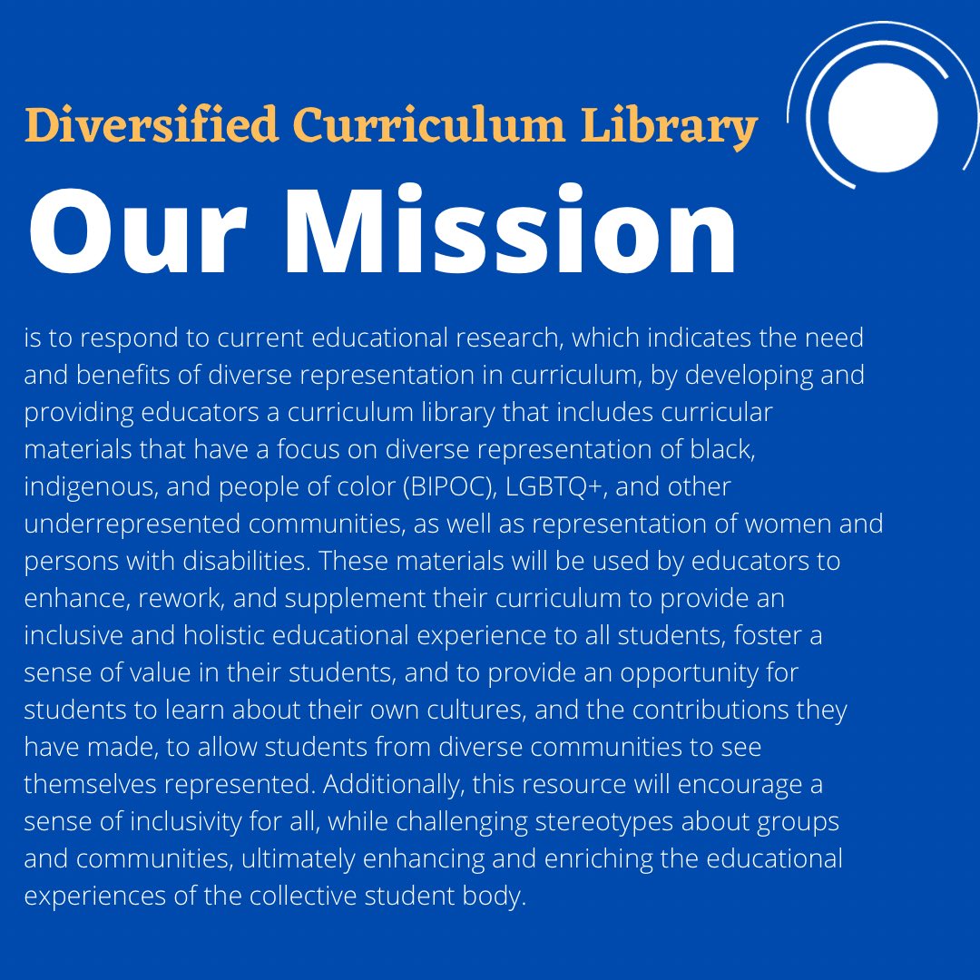 DivCurLibrary's tweet photo. To learn more about who we are, info about volunteering, or submit a lesson plan for review follow the link in our bio Become a #FriendOfTheLib share and interact with our content! #RepresentationIsValidation #InclusiveResources #DiversifiedEducation #DiversityAndInclusion https://t.co/rt7fqRYyhM