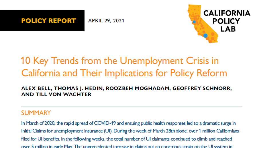 Today, CPL releases our 17th analysis, looking back at what we've learned from a year of analyzing UI claims data -> What are the 10 key trends to know about the  #COVID19 unemployment crisis in California and what do they mean for UI reforms?  http://bit.ly/KeyTrendsUI (2/14)