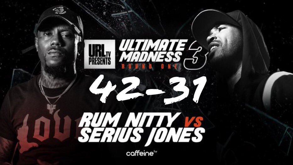 BRScoreCard's tweet image. Battle Rap Scorecard:

#UM3

@RumNitty 16/15/11 - 42
@SERIUSJONES 9/13/9 - 31

#URL