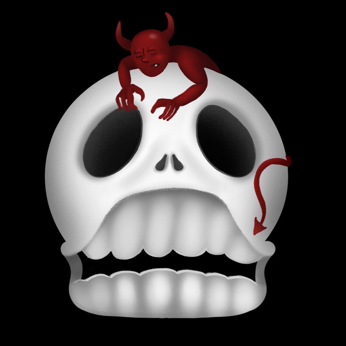 TGIPizza's tweet photo. Sleepy demon 
#demon #skull #illustration https://t.co/A8kK5Ez3cf