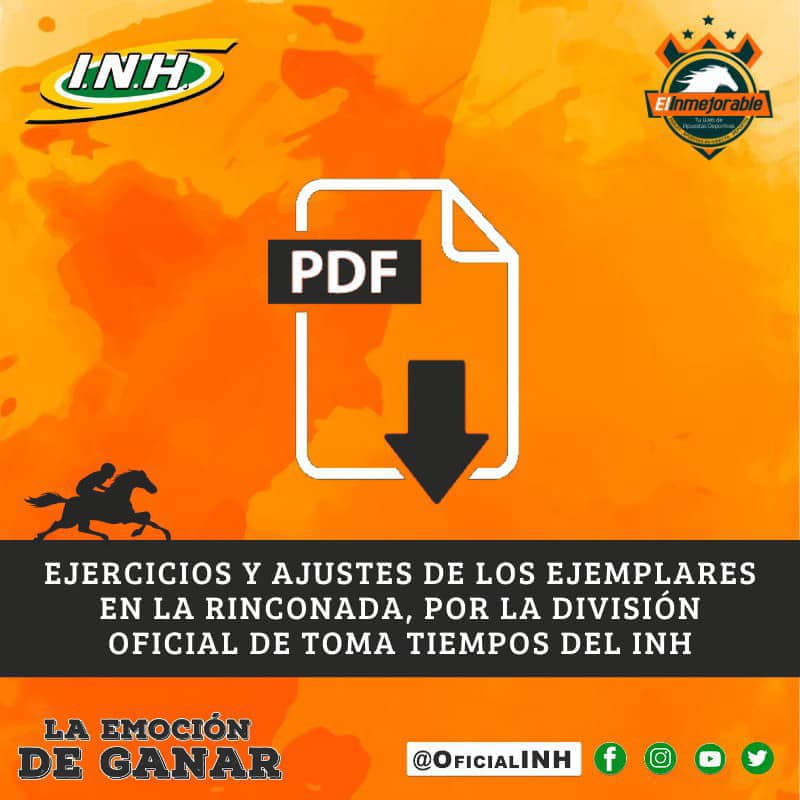 ⏱️ La División Oficial de Toma Tiempos del <a href="/OficialINH/">OFICIAL INH</a> presenta la hoja de ejercicios y ajustes de los ejemplares del Hipódromo #LaRinconada del día miércoles #28Abr y jueves #29Abr del 2021. 🐎 

Ingresa aquí

➡️ docdro.id/zdQSCtr

#Hipismo