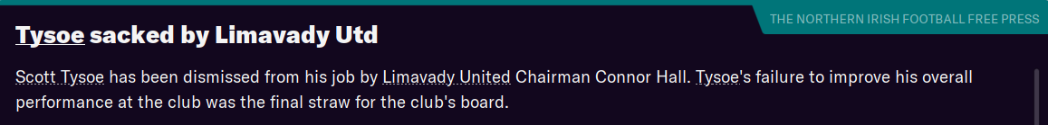 FMRecordBreaker's tweet photo. So I was given a month to sort it out. The losses kept coming. Another four in a row. But, then...a win! Then another win! Oh my, what is this madness? Our form is turning! Oh wait. Two more losses. Maybe not. Month over. Time for something else... #FMRB #FM21 https://t.co/73MkXRQDXz