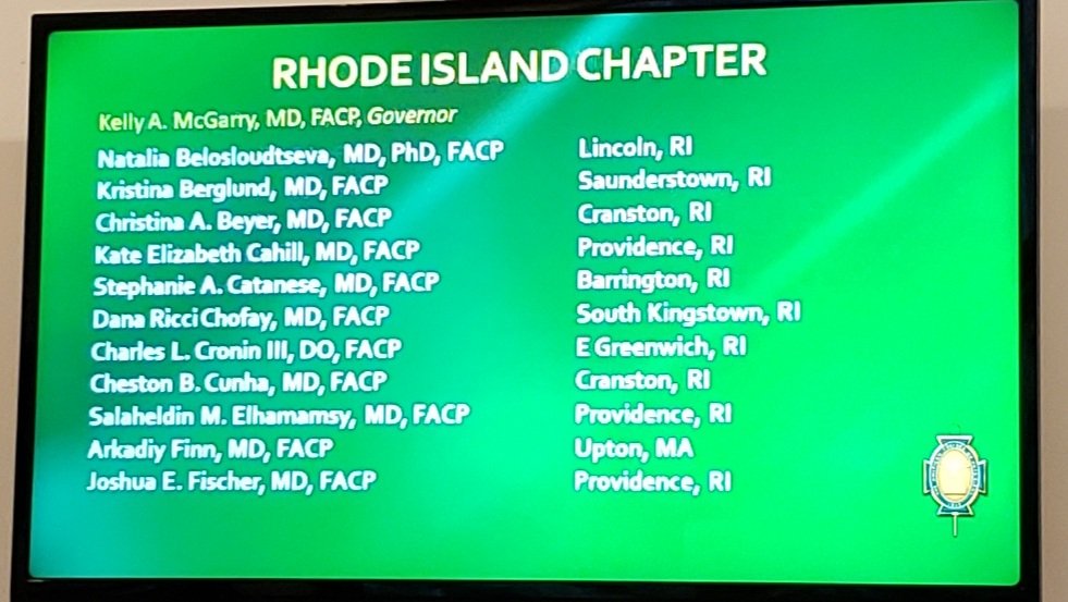 yejnes's tweet photo. Congratulations to the new @RhodeIslandACP members who were recognized as new FACPs at tonight's #IM2021 @ACPinternists #Convocation! https://t.co/MNVC6rg1Gm