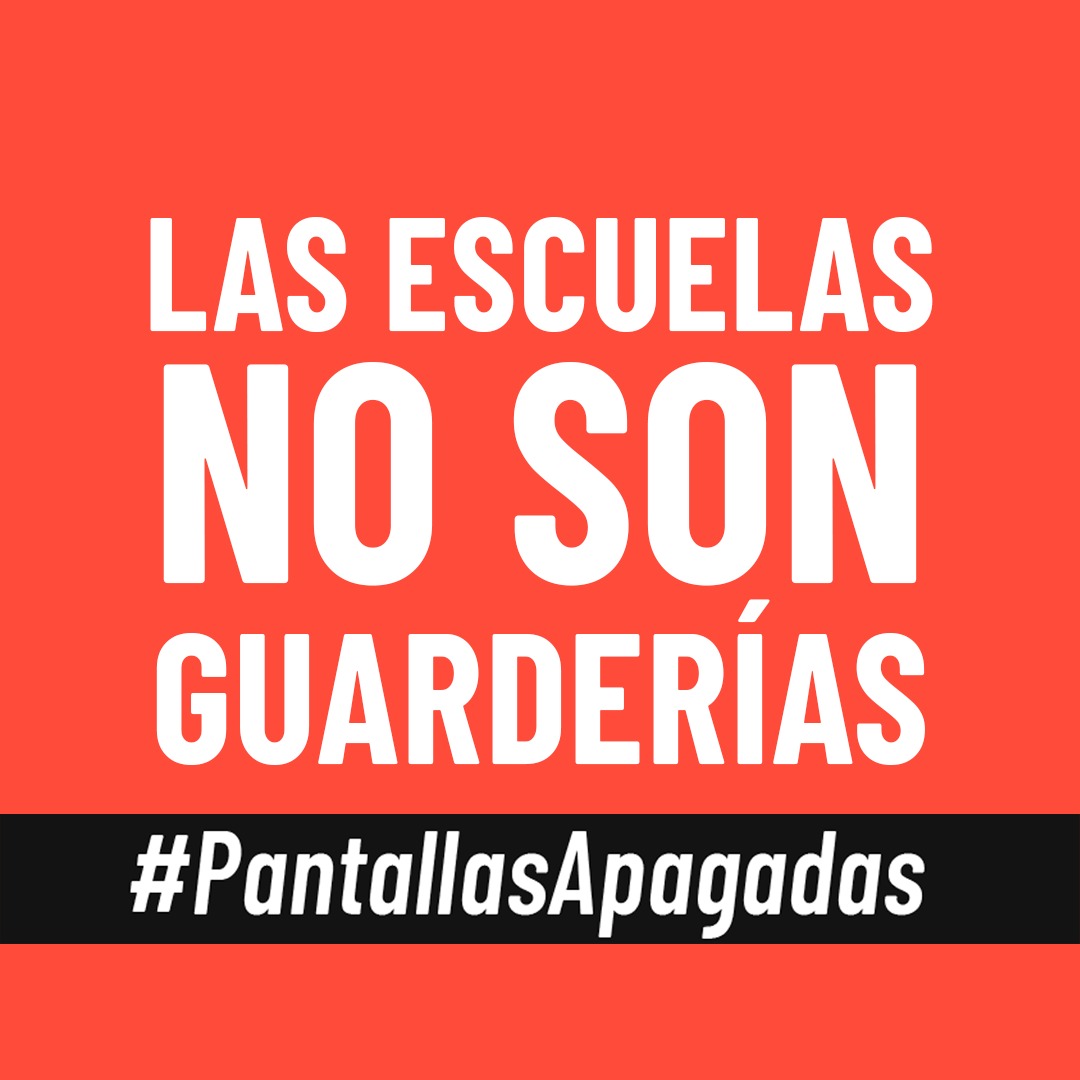 redofem's tweet photo. Las profesoras feministas mañanas no unimos a la Huelga General con nuestra campaña #PantallasApagadas, llevamos más de un año con altos niveles de agobio, y sin ninguna política pública pensada en las dos o tres jornada de trabajo que llevamos adelante.  #ElParoNoLoParaNadie https://t.co/FO8uXQyjqI