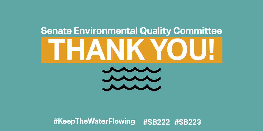CWaterC's tweet photo. THANK YOU to the Senate EQ Committee for passing #SB222 &amp; #SB223! Water is Human right. #CALeg must support affordable water for all and prevent a tidal wave of water shutoffs. Now on to the Senate Appropriations Committee! #KeepTheWaterFlowing https://t.co/ErvNdd5HMn