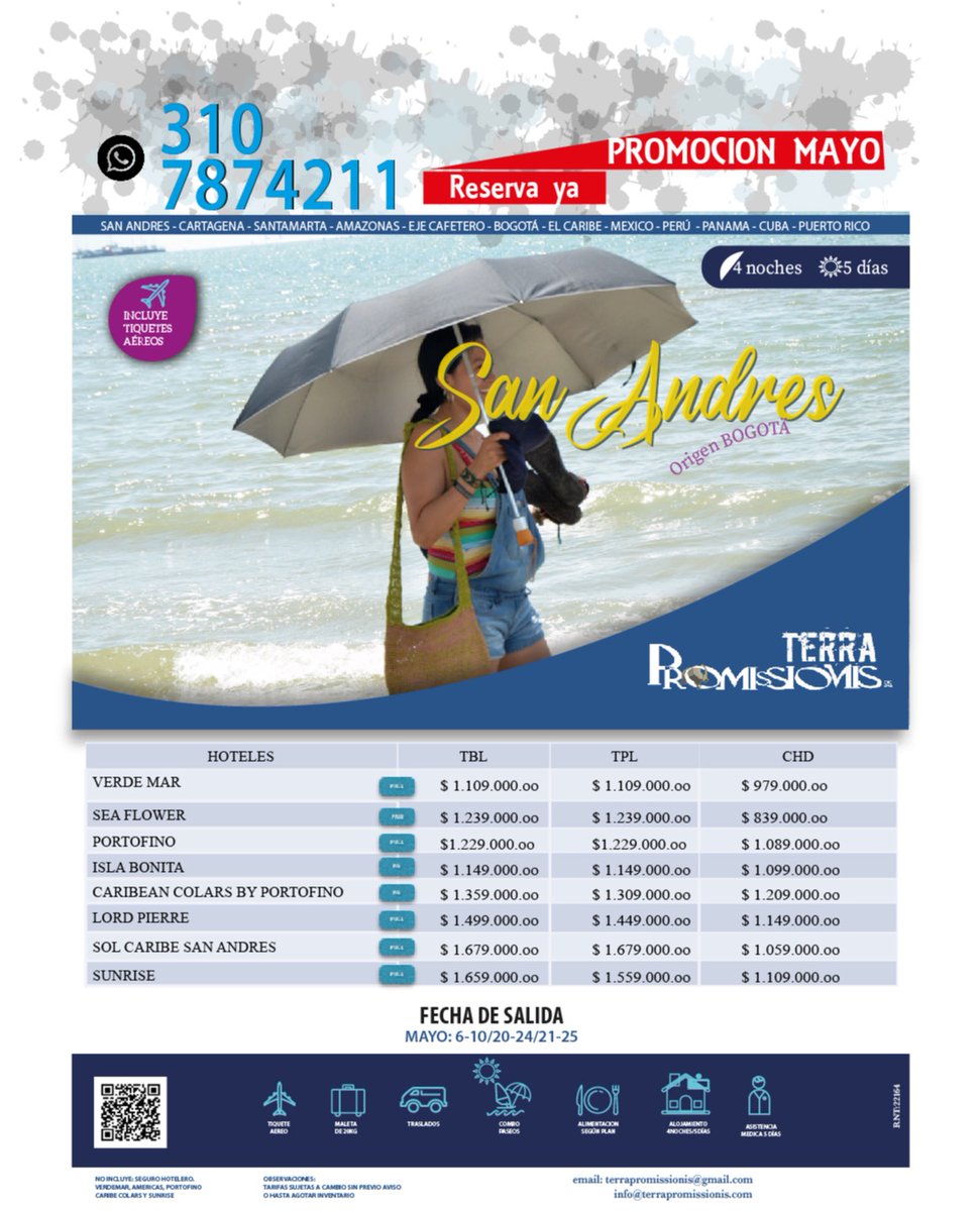 tpromissionis's tweet photo. Celebra el día de la madre en san andres islas.
Aprovecha la promoción, un destino seguro de covid.
#liveadifferentemotion, #okaytravelcolombia, #sanandres https://t.co/6lAuTvBHPp