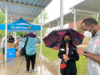 BHSSAFECenter's tweet photo. SAFE Center Food Distribution! Did thunderstorms forced a cancellation? No! Our families came out despite the rain! Great Leaders create welcoming spaces and serve as a resource to families and community members! BHS SAFE Center- Removing Barriers; Changing Lives! @GSUEdLead https://t.co/GFQWdVzx3i