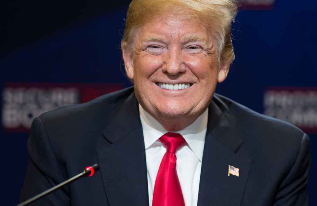 NEWSMAX's tweet photo. Trump '100 percent' thinking about running again in 2024, would consider DeSantis as running mate https://t.co/ZQl3GryU6B https://t.co/0ZlQyj8GJ9