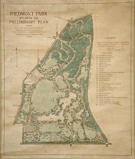 The Atlanta Crackers played here before moving to a stadium on Ponce.In 1904 the City of Atlanta finally purchased the area and made it public. They hired the Olmsted Brothers, sons of the creator of NY’s Central Park, to transform the decaying fairgrounds to a park.