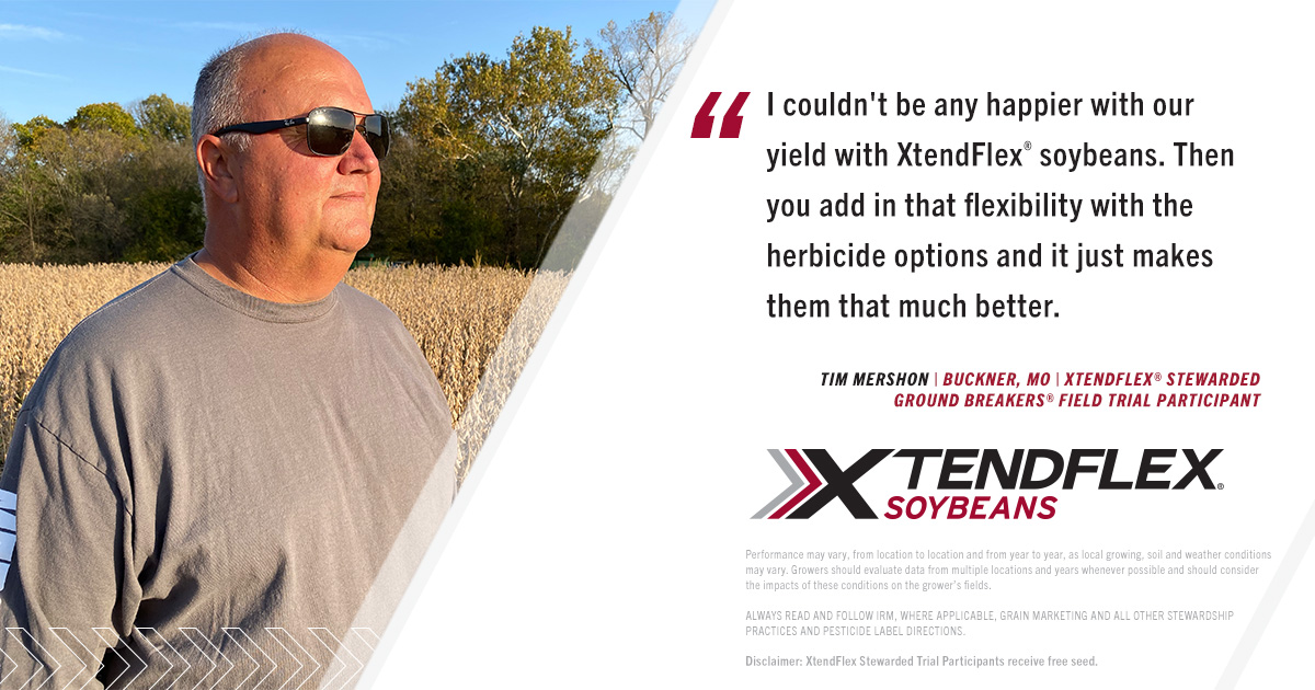 RRXtend's tweet image. Flexibility and herbicide choices make #XFsoy the best decision for Missouri farmer Tim Mershon.