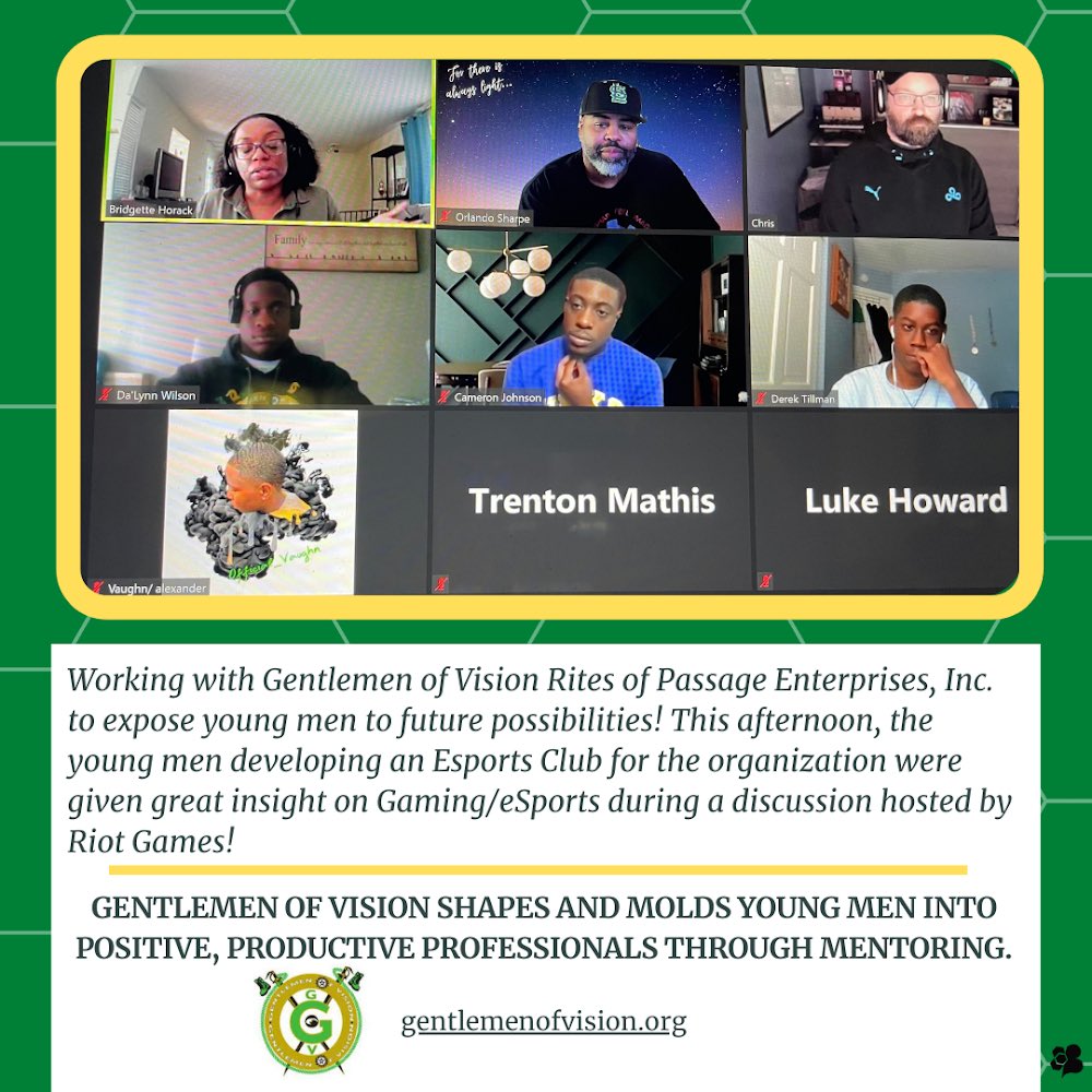 gotBeta_Stl's tweet photo. Special thanks to Bridgette Horack and Chris Guiney of Riot Games for hosting an informative eSports &amp; gaming session with Gentlemen of Vision / Young Men of Vision Step Team.

#MoreThanJustStep
#nVisionGaming
#eSportsClub
#GetFamiliar https://t.co/RaWeoa2Wnp https://t.co/RjY35HClxS