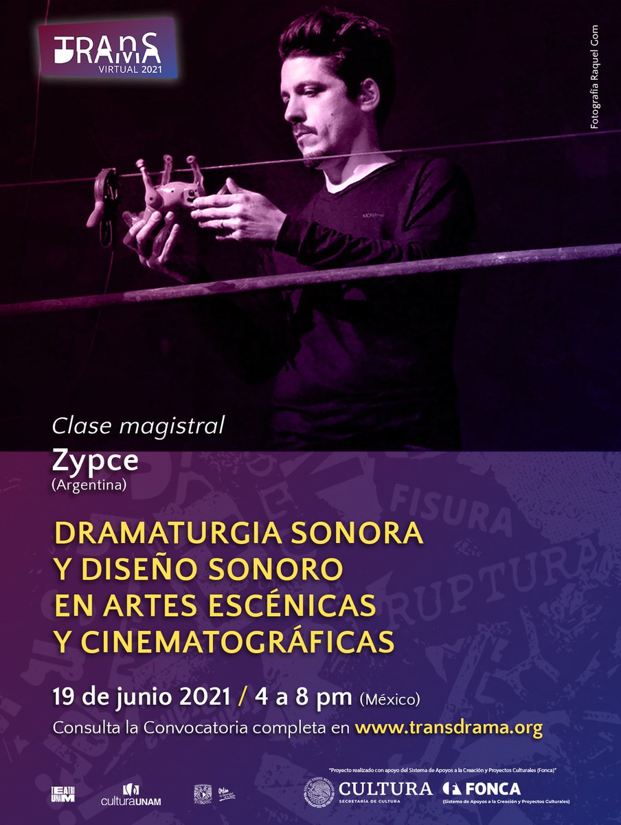 ¡no te quedes fuera! 

Recuerda que los talleres y clases 
magistrales de TRANSDRAMA VIRTUAL 2021 tienen un CUPO LIMITADO de 16 participantes (por taller)

Descarga la convocatoria en transdrama.org