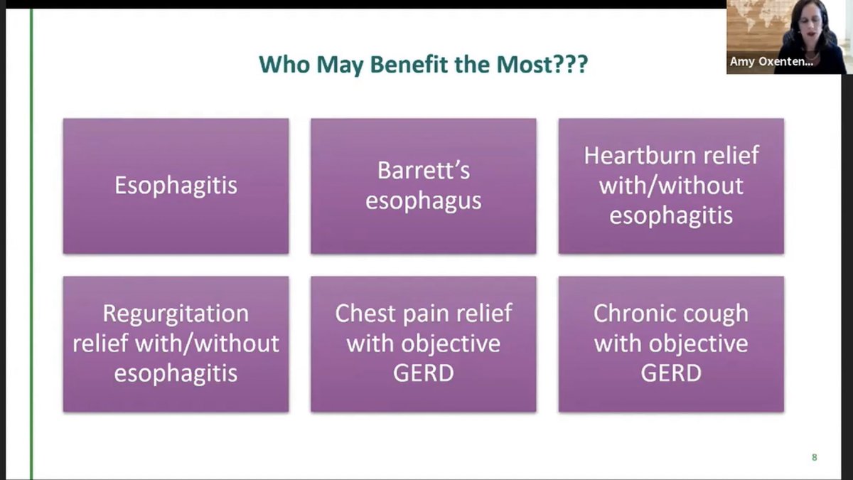 Paper 1: Not all “GERD” =  #GERD.  @AGA_CGH Who may benefit from PPIs most?EsophagitisBarrett’sHeartburn w/ or w/o esophagitisRegurg w/ or w/o esophagitisChest pain w/objective GERDCough w/objective GERDThe rest  or  https://www.ncbi.nlm.nih.gov/pmc/articles/PMC6960363/