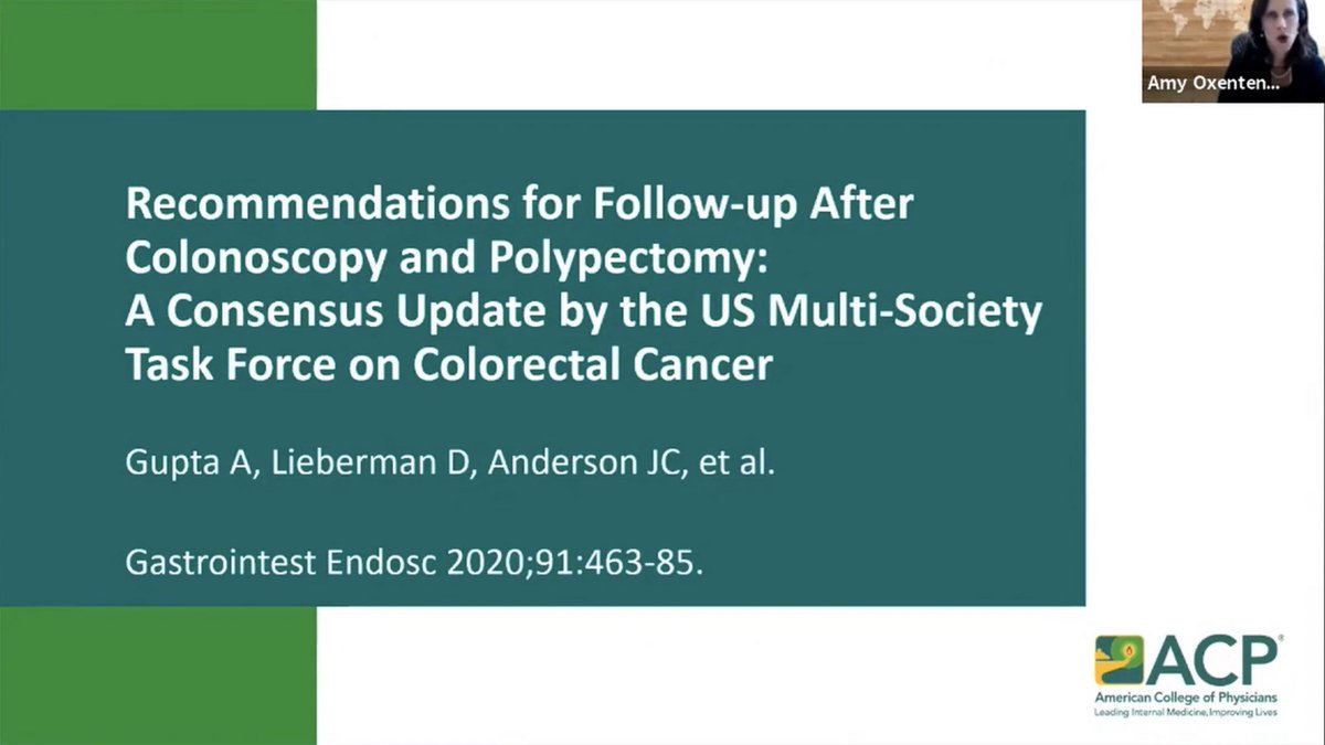 Paper 4:Now that colonoscopy done, polyps found, what next? USMSTF has updated recs for f/u after polypectomy!Take-home points:First ensure high quality colonoscopy (complete, prep ok, skilled endoscopists1-2 adenomas < 10 mm = 7-10 yrs!  https://www.gastrojournal.org/action/showPdf?pii=S0016-5085%2819%2941479-0