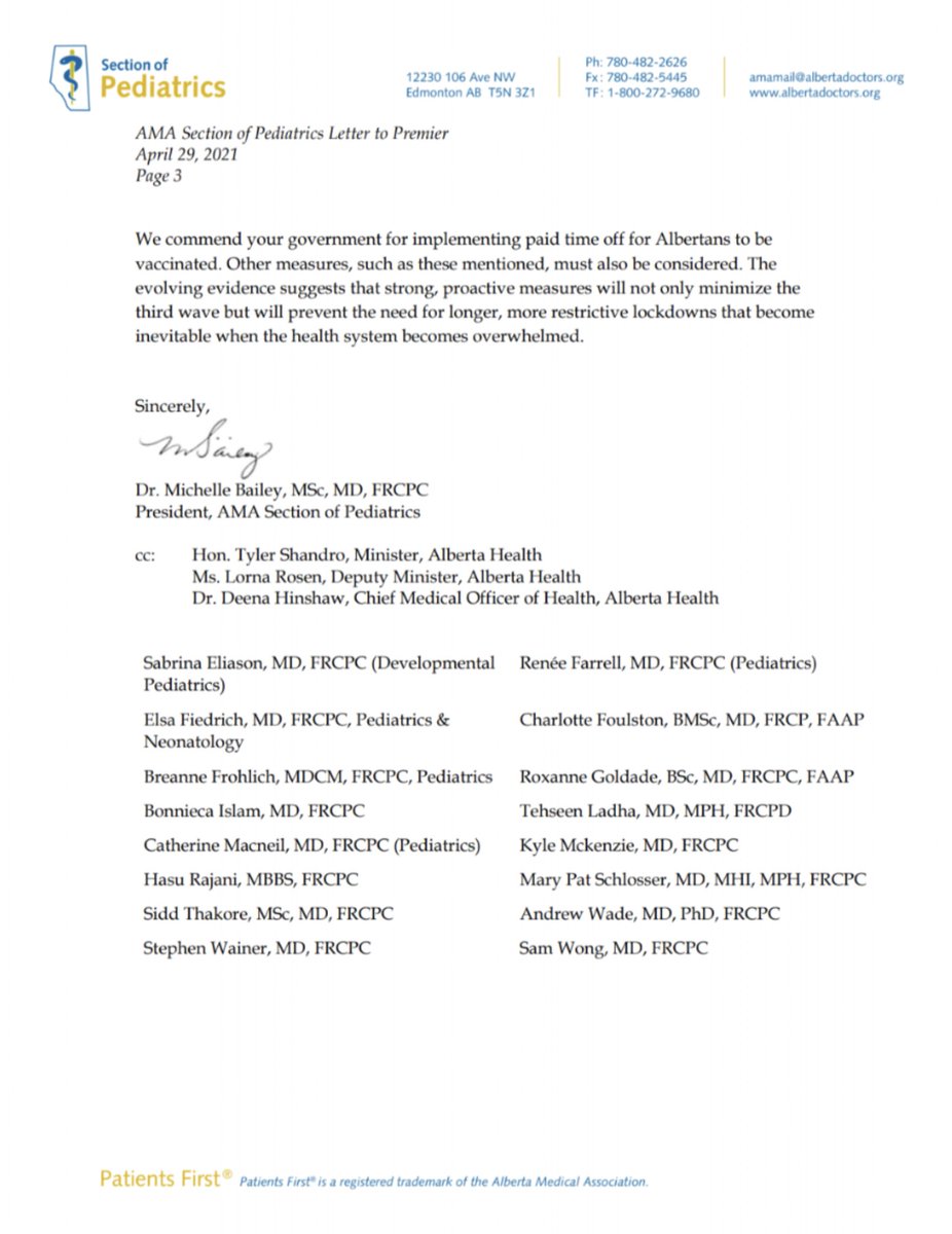 Apr 29/21Letter to Premier Pediatricians concerned about  #COVID19AB for children:- Potential increase MIS-C (multisystem inflammatory syndrome in children), causing inflammation of heart, lung, blood vessels, brain, and kidneys.Letter: http://albertazmsa.com/ezmsa /1
