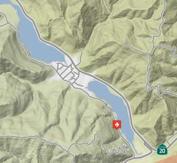 terreal's tweet photo. #VegetationFire escaped control burn on Laurel Dell Rd, which is mostly single lane that runs on the backside of Blue Lakes from Hwy 20, 2 acres burning uphill in timber. No cams for that area. https://t.co/HLeYr149ic