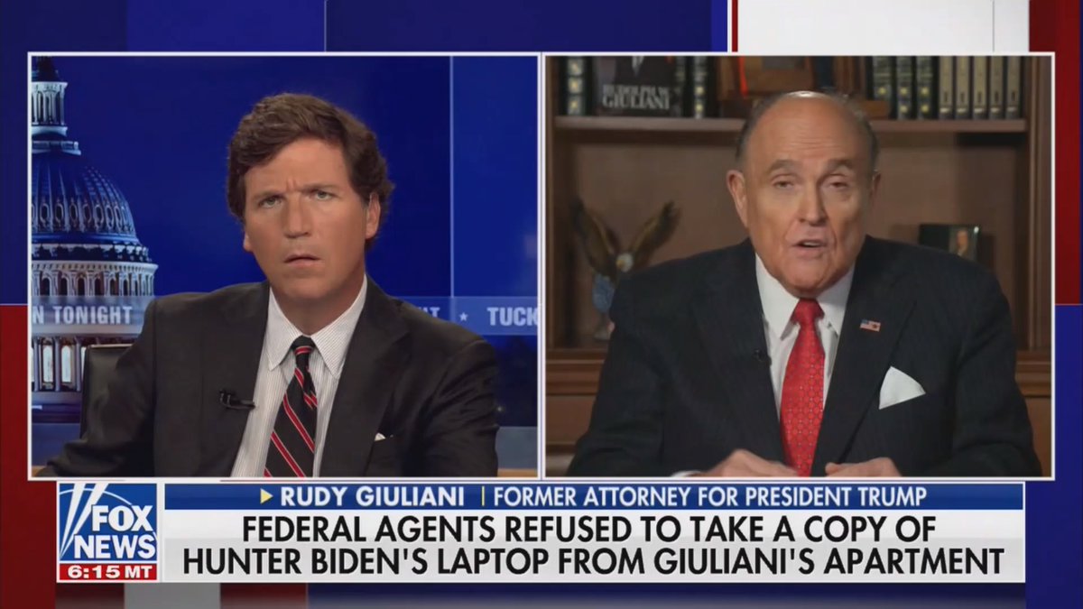 Somehow Rudy Giuliani's interview with Tucker Carlson one day after the FBI raided his residence has become a forum for him to push conspiracy theories about Hunter Biden