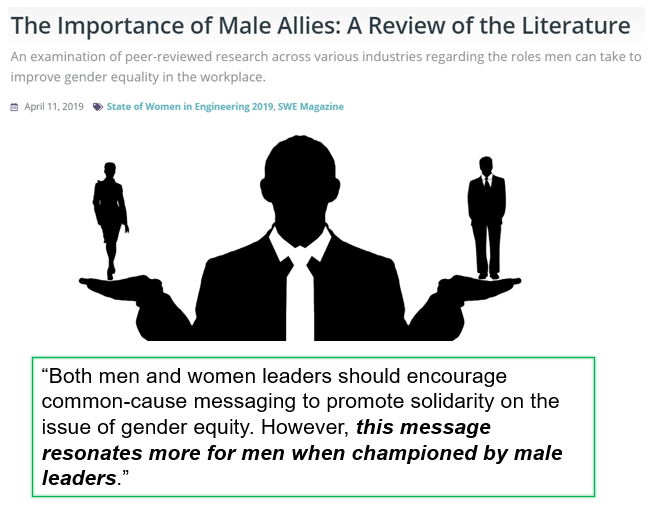 What may be even more important is that when *men* advocate for  #WomeninEP or  #WomeninCardiology (especially in a field that is majority male), **more men are likley to become  #HeforShe   **(see our discussion here  https://www.ahajournals.org/doi/10.1161/JAHA.120.019321& also this:  https://alltogether.swe.org/2019/04/the-importance-of-male-allies-a-review-of-the-literature/)