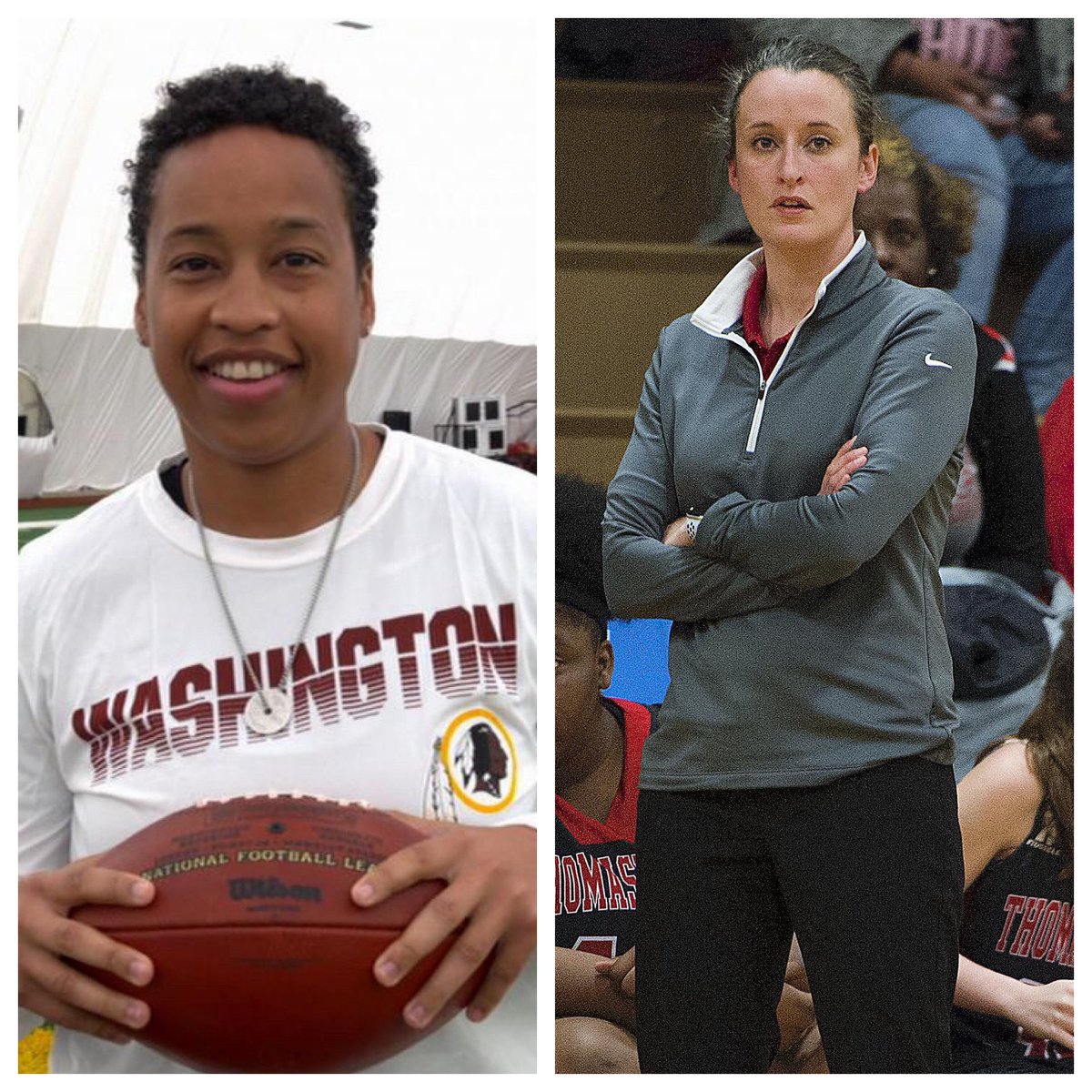 These two Guilford Women’s Basketball Alums are helping in the progress of women coaching men!  🏀🏈 Jennifer King’06 - Assistant Running backs Coach for the Washington Football Team (NFL) and Ann Seufer Ferguson’10 - Head Boy’s Basketball Coach at Thomasville High School (NC).