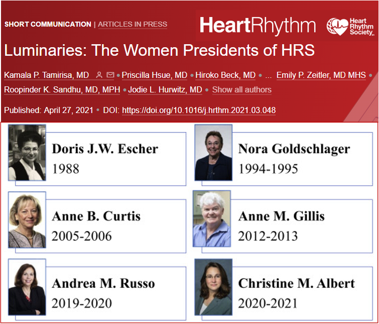 So here's to more  #MadamePresidents in the future. (Like  #RBG, I won't be satisfied until all med/STEM societies have more women in leadership positions!)Watch luminary  #WomeninEP  #MadamePresdient interviews in the link #UntilThereAreNine https://www.heartrhythmjournal.com/article/S1547-5271(21)00332-5/fulltext