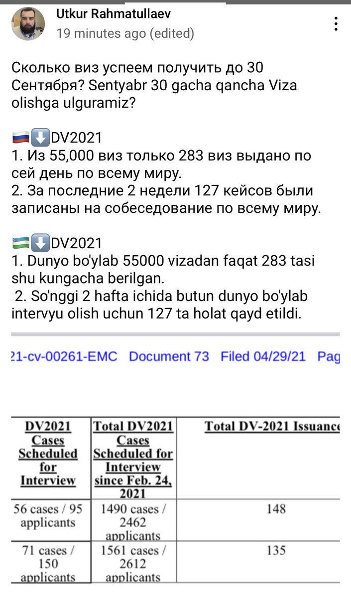 Utkur23644's tweet image. How many #DV2021 Visas issued by @usembtashkent ? What is it Mr. @UsAmbUzbekistan ?