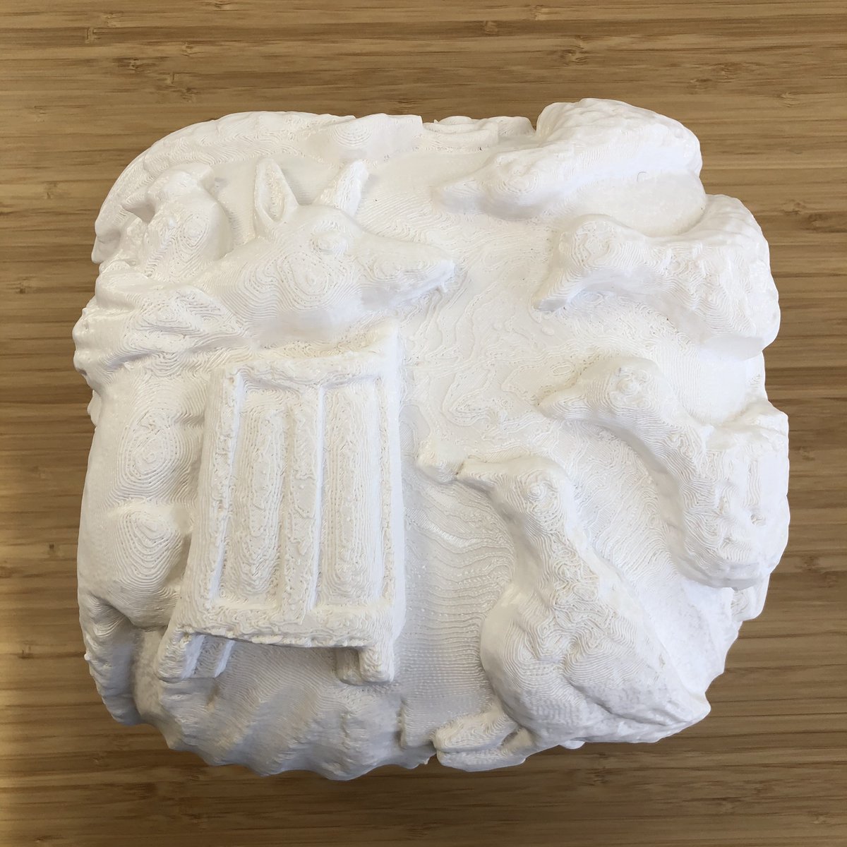 StMarysBeverley's tweet photo. And here is a picture of the original on the ceiling, alongside the 3D copy. Find out more about this carving on our visual database:
➡️https://t.co/P3oGQfAZ9L 
[2/3] https://t.co/YqJGx3jgry