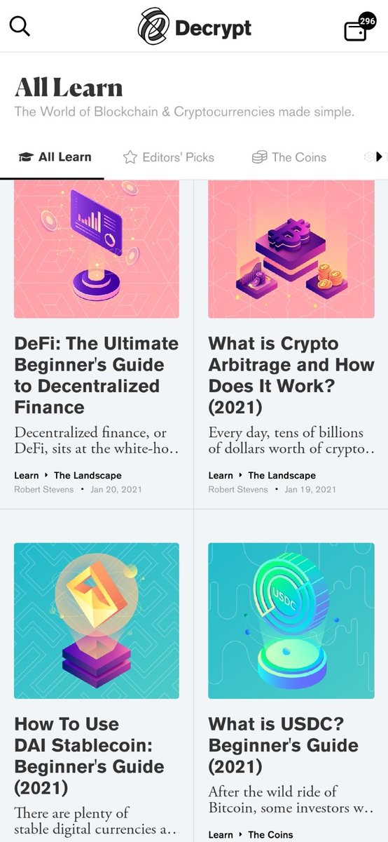 Everything in the  @decryptmedia "Learning" section. seriously, all  #TradFi  #FinTwit folks & even regular layperson  #crypto newbies should check out their articlesAnd you get to test out their new blockchain reader token DCPT https://twitter.com/readDanwrite/status/1372540996228104194?s=19