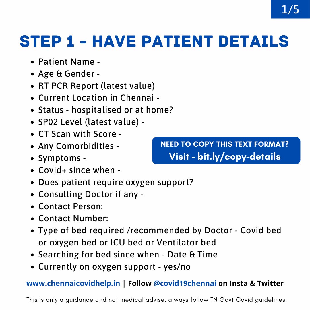 Step 1 | Copy text format -  http://bit.ly/copy-details  | Patient details