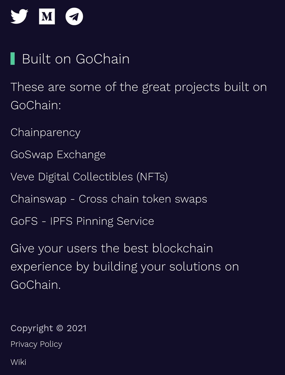 RaverCrypto's tweet photo. $GO
These are some of the Great Projects Built on #GoChain:
#Chainparency
#GoSwap #Exchange
#Veve Digital Collectibles ( #NFTs)
#Chainswap - Cross chain token swaps
#GoFS - IPFS Pinning Service
Give your users the best Blockchain Experience by building your solutions on GoChain. https://t.co/NGng4JpBy4