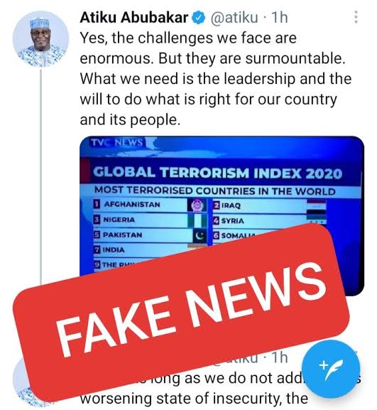 ..and competing for who hates the President the most. Even Atiku Abubakar today posted a FAKE News report.