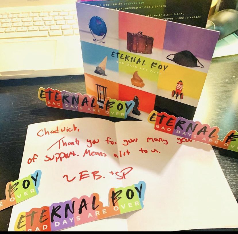 thechadwickpaul's tweet photo. Less than two hours, @eternalboymusic!
#BadDaysAreOver 4.30.2021
Objectively, I give this album five stars ⭐️⭐️⭐️⭐️⭐️
Subjectively, it’s a reflective journey both reminiscent and realistic accompanied by @eternalrishi’s songwriting style and fun upbeat pop punk melodies https://t.co/adJkDMbLHJ