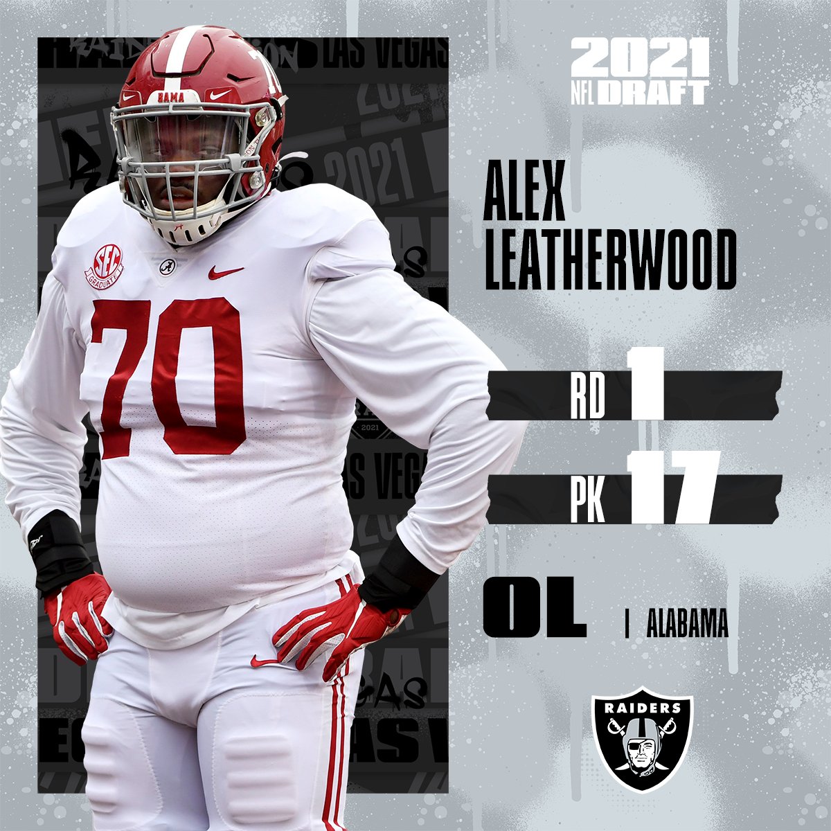 2021 NFL Draft: Alabama Crimson Tide's Alex Leatherwood Selected 17th  Overall by the Las Vegas Raiders - Roll 'Bama Roll