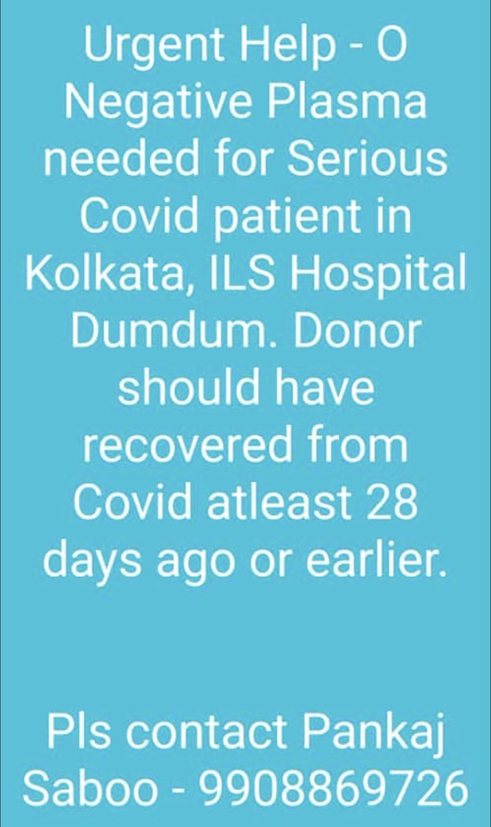 EktaVVerma's tweet photo. #sos #ONegative #Kolkata #KolkataCovidResources #PlasmaRequirement @Chandrimaaitc @kmc_kolkata @ankitorbit @priyashmita @sukanya101 please amplify this message https://t.co/6vLv0wyx1Z
