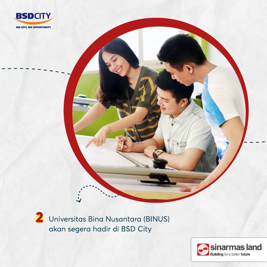 BsdCity_'s tweet photo. Sinar Mas Land menyambut kehadiran Universitas Bina Nusantara (BINUS) demi mewujudkan ekosistem digital pendidikan di kawasan Digital Hub, BSD City.

#SinarMasLand #BuildingForABetterFuture #BSDLifeStyle https://t.co/8V4Ab8dOzU