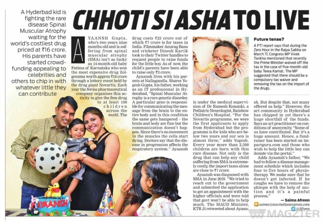 Tarang10gmailc1's tweet photo. Dear sir @NandanNilekani, Request your help for little Ayaansh. Even a single message from you will reach millions of people. We need urgent help to save Ayaansh as time is running out 🙏🙏
#SaveAyaanshGupta 
#DonateToAyaansh
#FightsSma https://t.co/5ms5EoIMkK