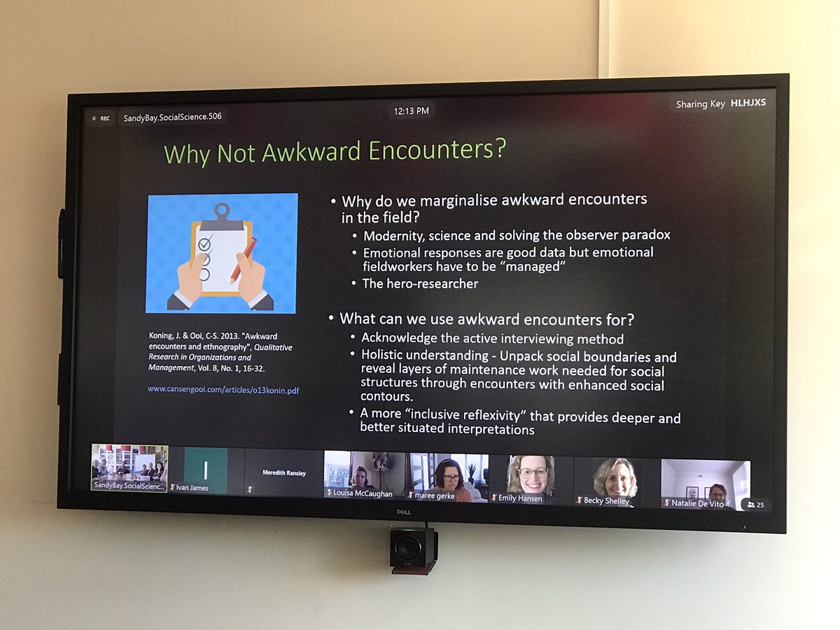 Wonderful presentation at <a href="/UTAS_/">University of Tasmania</a>  by @cansengooi on awkward encounters in field work. Why do we not discuss this topic this more frequently? Great research &amp; discussion that has left me thirsty for more!