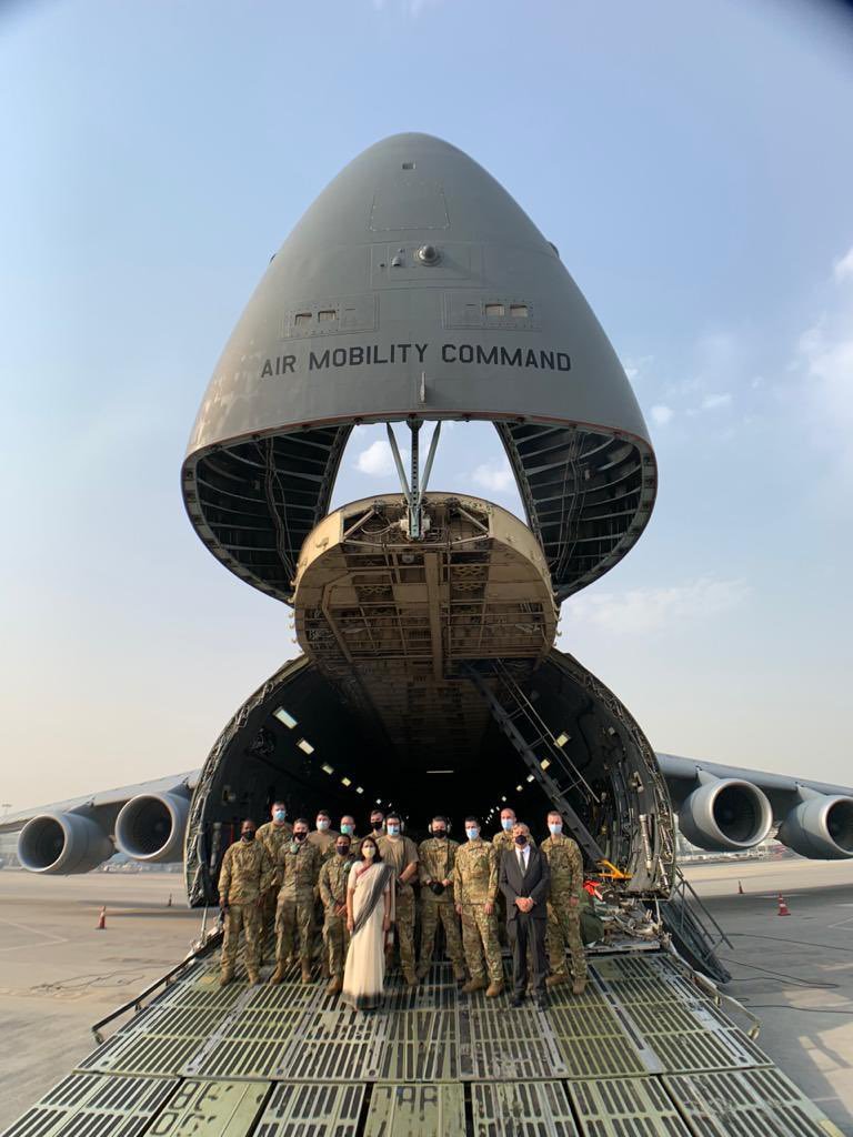 13. The first consignment of emergency COVID-19 medical supplies, from the United States, arrives in India. India says thank you  @POTUS  @JoeBiden  @narendramodi