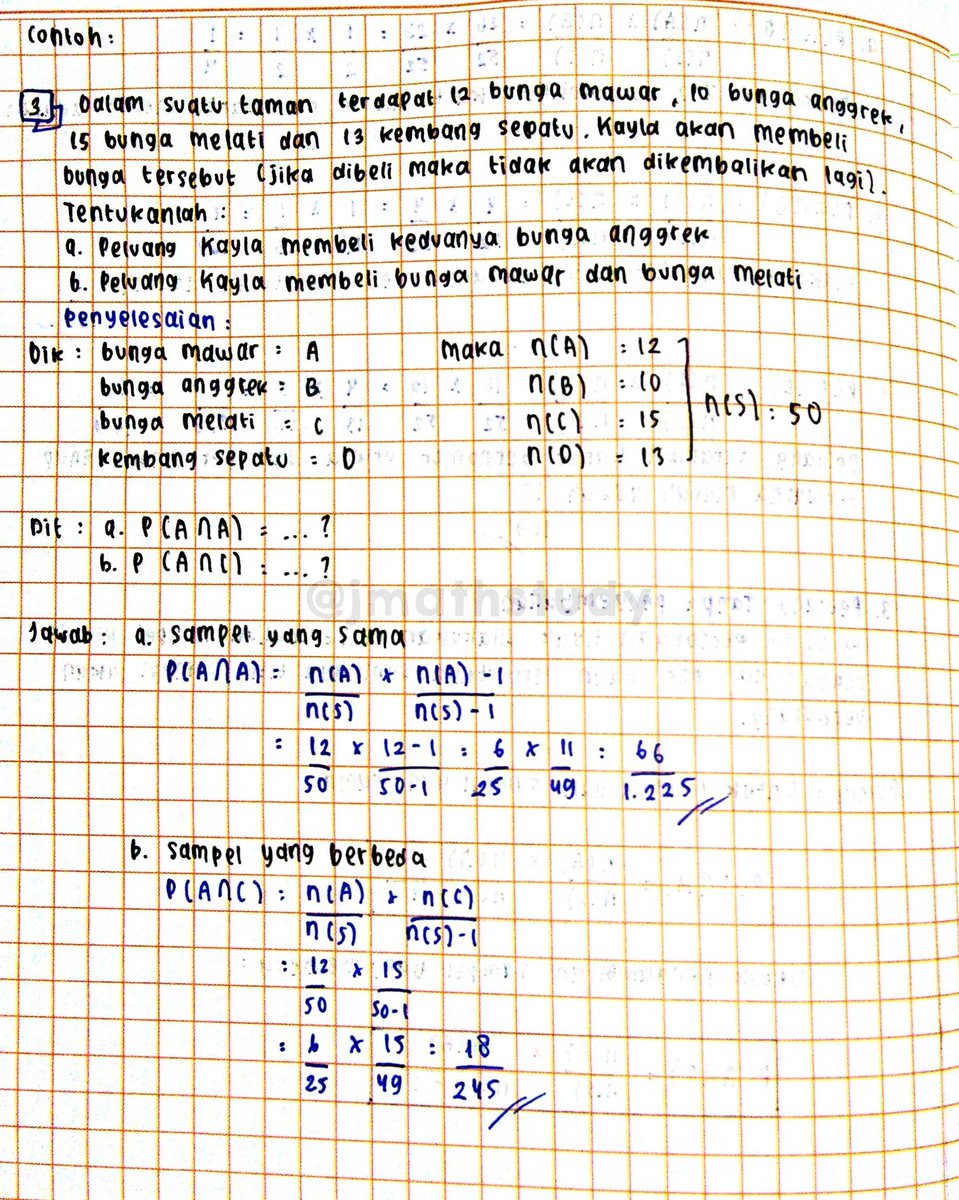 jmathstudy's tweet photo. Peluang Teoritis Bersyarat - Matematika Kelas 8
#jmathnotes https://t.co/oL7XcrSnvj